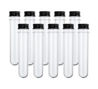 PATIKIL 40ml Test Tubes, 80pcs 5.51x0.98" Plastic Clear Round Bottom Test Tube Containers with Caps for Bead Party Candy Bath Salt Storage Scientific Experiment Plant Propagation, Black