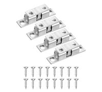 PATIKIL 40mm Double Ball Tension Roller Catch Latch, Solid Brass Adjustable Hardware Fitting with Screws for Cabinet Closet Tension Latch, Silver Tone