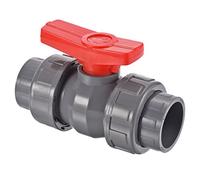 PATIKIL 40mm ID Double Union Ball Valve, 1 Pack PVC Socket Type Shut-Off Valve Switch for Water Flow Control, Gray
