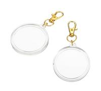 PATIKIL 40mm Plastic Coin Holder Keychain, 2Pcs Round Coin Case with Key Ring Buckle Medallion Holder for Coins Jewelry, Golden