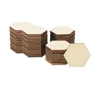 PATIKIL 40mm Wood Pieces, 100 Pack Unfinished Hexagonal Wood Shapes Blank Wooden Cutouts Ornaments Natural for Christmas Party Craft Projects