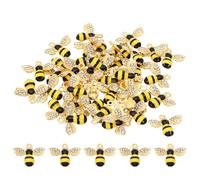 PATIKIL 40pcs Bees Charm, Bees Charm Pendants Enamel Small Bulk Resin Alloy Rhinestone for Making s Gift, Black Yellow