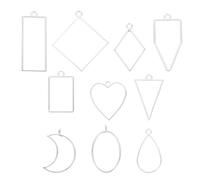 PATIKIL 40pcs Open Bezels, Resin Bezels Pendants Open Back Bezels Geometric Pressed Charm Bulk Alloy Hollow Frame for Resin Making s, Silver Tone