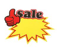 PATIKIL 40pcs Star Burst Signs, 7x5.5in Blank Star Burst Signs Price Tag Stickers Pricing Tags Fluorescent Neon Paper for Sign Retail Store Vehicle, Thumbs Up Sale