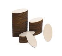 PATIKIL 40x20mm Wood Pieces, 100 Pack Unfinished Oval Wood Shapes Blank Wooden Cutouts Ornaments Natural for Christmas Party Craft Projects