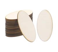 PATIKIL 40x20mm Wood Pieces, 30 Pack Unfinished Oval Wood Shapes Blank Wooden Cutouts Ornaments Natural for Christmas Party Craft Projects