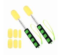 PATIKIL 41" Telescoping Sponge Stick for Pottery, 2Pcs Retractable Ceramic Sponge Tool with 6pcs Head for Removing Excess Water from Pottery, Yellow/Green(0.79/1.18/1.57"W)
