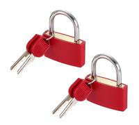 PATIKIL 41mm Small Locks with Keys 52mm Length, 2Pcs Suitcase Locks ABS Covered Solid Brass Anti Rust Waterproof Mini Luggage Padlock for Backpack Gym Locker Cabinet Boxes, Red