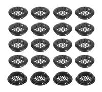 PATIKIL 42 mm Circular Soffit Vent, 20 Pcs Stainless Steel Round Mesh Hole Air Vents Dual Panel Round Mesh Hole Louver for Kitchen Wardrobes Shoe Sundry Cabinets Bathroom, Black