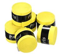 PATIKIL 43.3" Tennis Racket Grip Tape, 6 Pack PU Overgrip Round Groove Non-Slip Absorb Sweat for Badminton Fishing Rod, Yellow