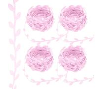 PATIKIL 44 Yards Pink Leaf Ribbon, Leaves Trim Rope Artificial Leaf String for Christmas Wreath Making Gift Wrapping Wedding Decoration, Style 8