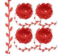 PATIKIL 44 Yards Red Leaf Ribbon, Leaves Trim Rope Artificial Leaf String for Christmas Wreath Making Gift Wrapping Wedding Decoration, Style 8