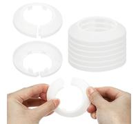 PATIKIL 44mm Plumbing Cover Plates, 9 PCS Wall Split Flange Pipe Cover Decoration Escutcheon Plate Collar Flange Water Pipe Cover Decoration PP Plastic for Wall Pipe Tube Hole, White