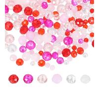 PATIKIL 450 Pcs Faceted Rondelle Glass Beads, 4/6/8 mm Czech Crystal Glass Spacers Bead Bulk Assorted for Jewelry Making Bracelets Necklace Earring DIY Crafts, Red/Pink/White