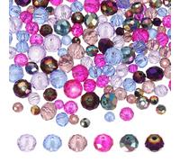 PATIKIL 450 Pcs Faceted Rondelle Glass Beads, 4/6/8 mm Czech Crystal Glass Spacers Bead Bulk Assorted for Jewelry Making Bracelets Necklace Earring DIY Crafts, Purple Tone