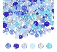 PATIKIL 450 Pcs Faceted Rondelle Glass Beads, 4/6/8 mm Czech Crystal Glass Spacers Bead Bulk Assorted for Jewelry Making Bracelets Necklace Earring DIY Crafts, Blue Tone