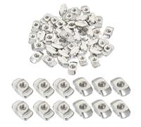 PATIKIL 4545 Series M5 t Nuts, 50pcs t Slot Nut Hammer Head Fastener Nut, Nickel Plated Carbon Steel Nut for Aluminum Profile l Silver
