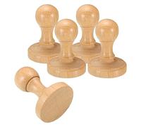 PATIKIL 45mm Stamp Wood Round Handle, 5 Pack Wooden Knobs Stamp Mounts Drawer Pulls for Stamp Making DIY Crafting Scrapbooking, Brown