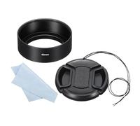 PATIKIL 46mm Lens Hood, Standard Focus Frosted Surface Anti-reflective Inside Hood with 58mm Lens Cap and Cloth for Camera Lens, Black for Nikon, for Fujifilm, for Pentax, for Leica
