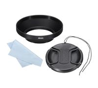 PATIKIL 46mm Lens Hood, Wide Angle Matte Surface Anti-reflective Inside Hood with 67mm Lens Cap and Cleaning Cloth for Camera Lens, Black for Nikon, for Fujifilm, for Pentax, for Leica