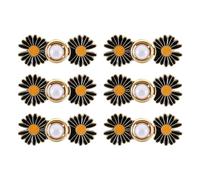 PATIKIL 46x19mm Metal Adjustable Pants Waist Tightener, 6Pcs No Sew Sunflower Jeans Button Pin for Loose Jeans, Pants, Skirts and Sleeves, Golden Black Yellow