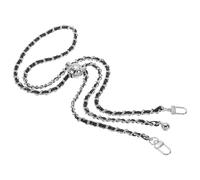 PATIKIL 47 Inch Thin Purse Chain Strap Adjustable, Leather Metal Chain Strap Replacement Chain for Handbag Shoulder Crossbody Clutch Bags, Black/Silver Tone