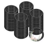 PATIKIL 48 Pcs Dream Catcher Rings, 1.1 inch Floral Macrame Plastic O Rings DIY Round Plastic Hoops for Crochet Craft Making Wall Hanging Wedding Wreath Christmas, Black