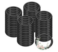PATIKIL 48 Pcs Dream Catcher Rings, 1.3 inch Floral Macrame Plastic O Rings DIY Round Plastic Hoops for Crochet Craft Making Wall Hanging Wedding Wreath Christmas, Black