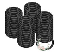 PATIKIL 48 Pcs Dream Catcher Rings, 1.5 inch Floral Macrame Plastic O Rings DIY Round Plastic Hoops for Crochet Craft Making Wall Hanging Wedding Wreath Christmas, Black