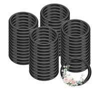PATIKIL 48 Pcs Dream Catcher Rings, 1.8 inch Floral Macrame Plastic O Rings DIY Round Plastic Hoops for Crochet Craft Making Wall Hanging Wedding Wreath Christmas, Black