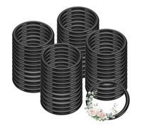 PATIKIL 48 Pcs Dream Catcher Rings, 2.2 inch Floral Macrame Plastic O Rings DIY Round Plastic Hoops for Crochet Craft Making Wall Hanging Wedding Wreath Christmas, Black