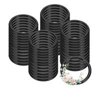PATIKIL 48 Pcs Dream Catcher Rings, 2 inch Floral Macrame Plastic O Rings DIY Round Plastic Hoops for Crochet Craft Making Wall Hanging Wedding Wreath Christmas, Black