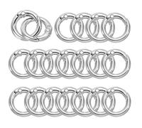 PATIKIL 48mm OD Spring O Rings, 20 Pack Metal Round Clasp Clip Trigger Snap Spring Keyrings Hook Buckle for Purse Handbag Craft Making, Silver Tone