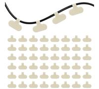 PATIKIL 48Pcs Cable Labels Tags, Reusable 60MM Write on Wire Tags Cord Labels Hook Loop Oval Cable Ties for Electronics Organize Wire Classify Identification Management, Beige