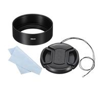 PATIKIL 49mm Lens Hood, Standard Focus Frosted Surface Anti-reflective Inside Hood with 58mm Lens Cap and Cloth for Camera Lens, Black for Nikon, for Fujifilm, for Pentax, for Leica