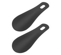 PATIKIL 4in Shoe Horn, 2Pcs Stainless Steel Shoe Helper, Metal Shoe Horns for Women Men Adults Seniors Boots, Black