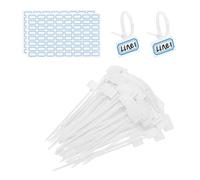 PATIKIL 4inch Zip Ties, 100pcs Cable Ties Tags Nylon Wire Marking Label Self Locking Plastic Straps Write on with Label Tags Paper for Organization Cord Network Ethernet Marking, White