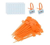 PATIKIL 4inch Zip Ties, 100pcs Cable Ties Tags Nylon Wire Marking Label Self Locking Plastic Straps Write on with Label Tags Paper for Organization Cord Network Ethernet Marking, Orange