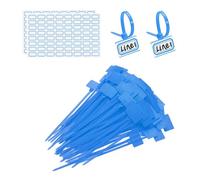 PATIKIL 4inch Zip Ties, 100pcs Cable Ties Tags Nylon Wire Marking Label Self Locking Plastic Straps Write on with Label Tags Paper for Organization Cord Network Ethernet Marking, Blue