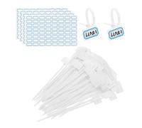 PATIKIL 4inch Zip Ties, 200pcs Cable Ties Tags Nylon Wire Marking Label Self Locking Plastic Straps Write on with Label Tags Paper for Organization Cord Network Ethernet Marking, White