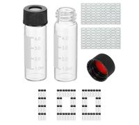 PATIKIL 4ml Autosampler Vial, 100Pcs HPLC/GC Vials 9-425 Lab Clear Vials Sample Vial Screw Cap Writing Patch PTFE & Silicone Septa with Labels for LC Stamper