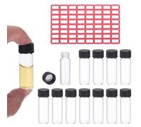 PATIKIL 4ml Clear Glass Vials, 12 Pack Sample Vials with Screw Cap Reagent Media Bottle with Labels Leak-Proof Liquid Sample Glass Vial for Lab Laboratory
