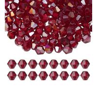 PATIKIL 4mm Bicone Crystal Beads, 400 Pcs Glass Faceted Bicone Beads Loose Spacer Bead for Jewelry Making Bracelet Necklace Earrings Wind Chimes Craft, Light Red