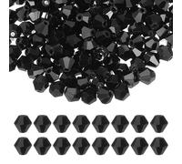 PATIKIL 4mm Bicone Crystal Beads, 400 Pcs Glass Faceted Bicone Beads Loose Spacer Bead for Jewelry Making Bracelet Necklace Earrings Wind Chimes Craft, Black