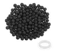 PATIKIL 4mm Black Lavatory Beads, 200 Pcs Round Natural Gemstone Smooth Stone Beads Turquoise Genuine Stone for Bracelet Necklace Jewelry Making DIY