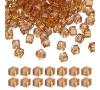 PATIKIL 4mm Crystal Glass Cube Beads, 200 Pcs Square Glass Beads Loose Glass Beads for Multi Cord Bracelet Jewelry Making Necklace Earrings Decorations, Brown