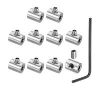 PATIKIL 4mm Hole Wire Rope Clips Set, 10 Set 304 Stainless Steel Single Holes Lock Cable Clamps Clip with M4 Hexagon Screws Spanner for Cable Fitting, Silver 8x10mm