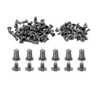 PATIKIL 4mm Leather Rivets, 100 Sets Round Button Head Studs Metal Screw Studs Posts Chicago Screws Rivet for Clothing Leather Crafts, Grey