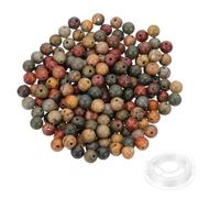 PATIKIL 4mm Natural Stone Beads, 200pcs Loose Round Gemstone Genuine Real Stone Spacer Crystal Beads with Crystal Stretch Cord for Jewelry Making DIY Charm Bracelets, Yellow Green Brown