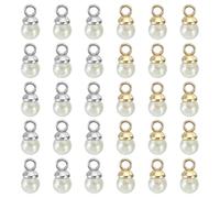 PATIKIL 4mm Pearl Charm, 100pcs Pearl Beads Pendant Charm Beautiful DIY for Jewelry Making Bracelets Earrings Necklace Wedding Crafts, Golden Beige/Silvery Beige